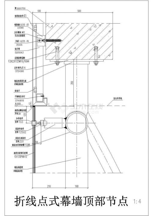 折线和群房点式玻璃幕墙详图j01cad施工图设计